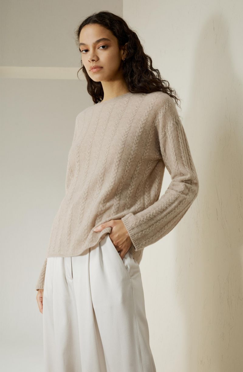 Women's Semi-Sheer Cable-knit Cashmere Sweater
