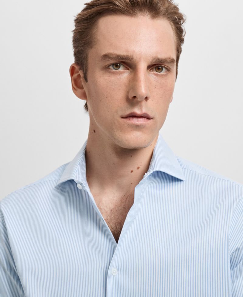 Men's Striped-Print Slim-Fit Dress Shirt