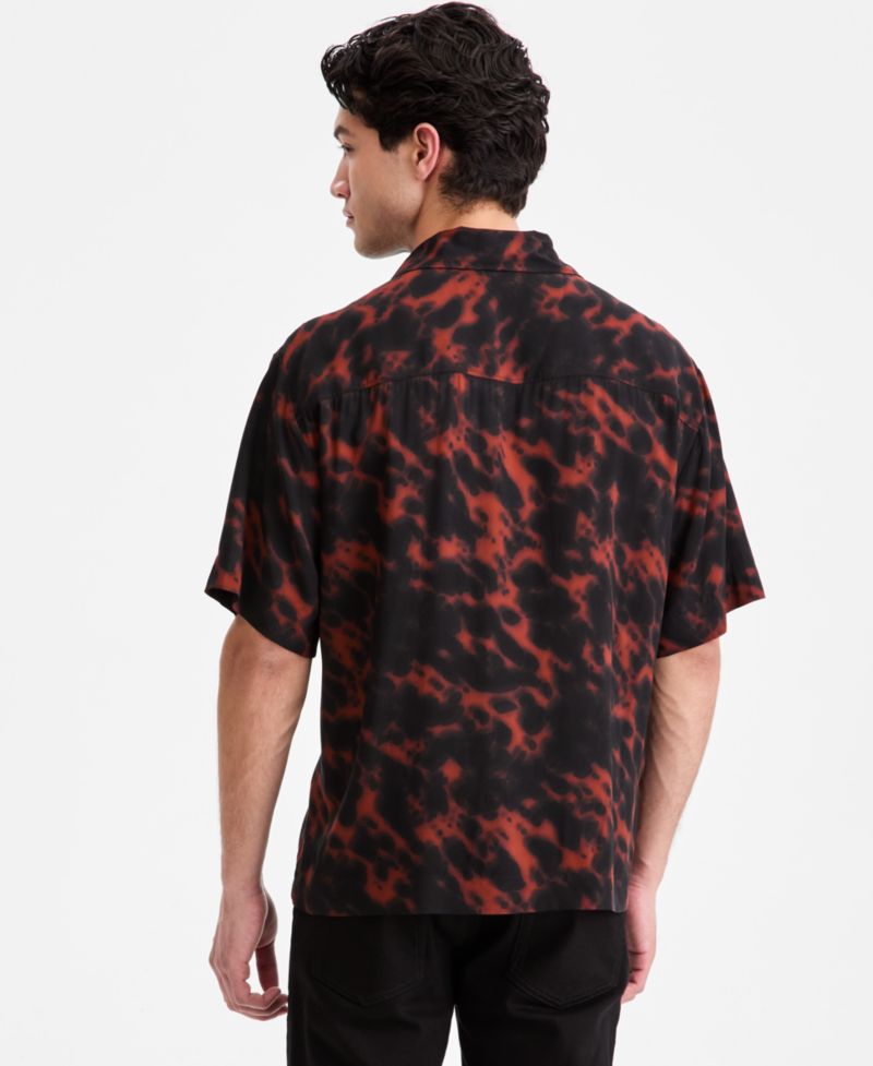 Men's Printed Short-Sleeve Oversized Camp Shirt