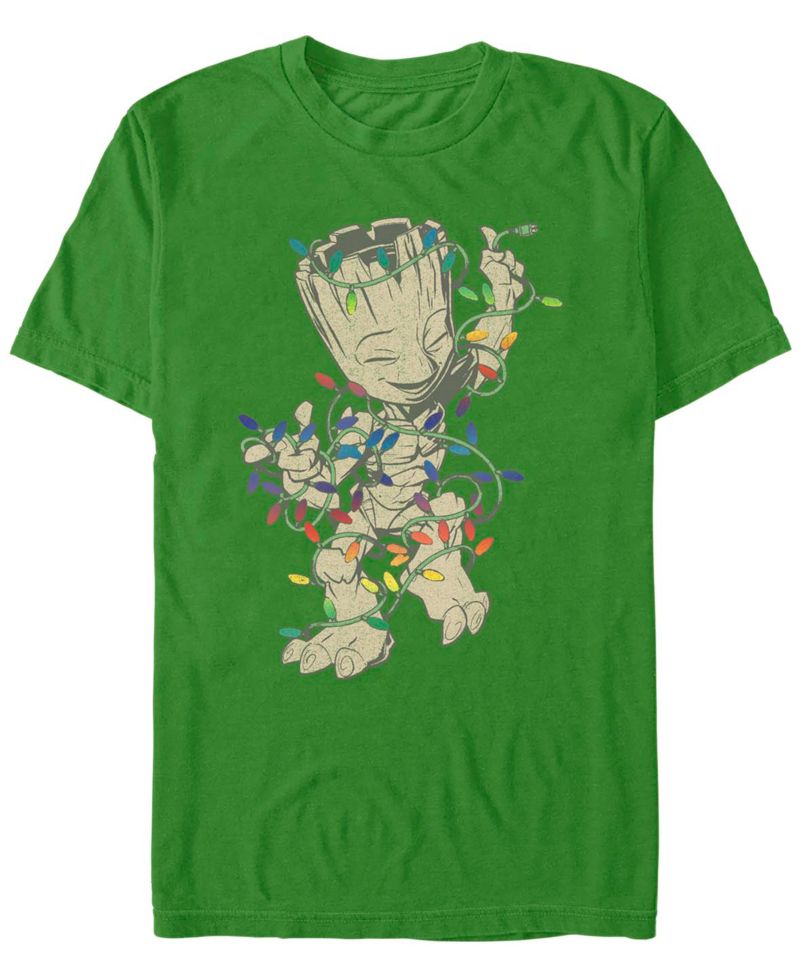 Men's Guardians of the Galaxy Classic Jingle Groot Simplified Short Sleeves T-shirt