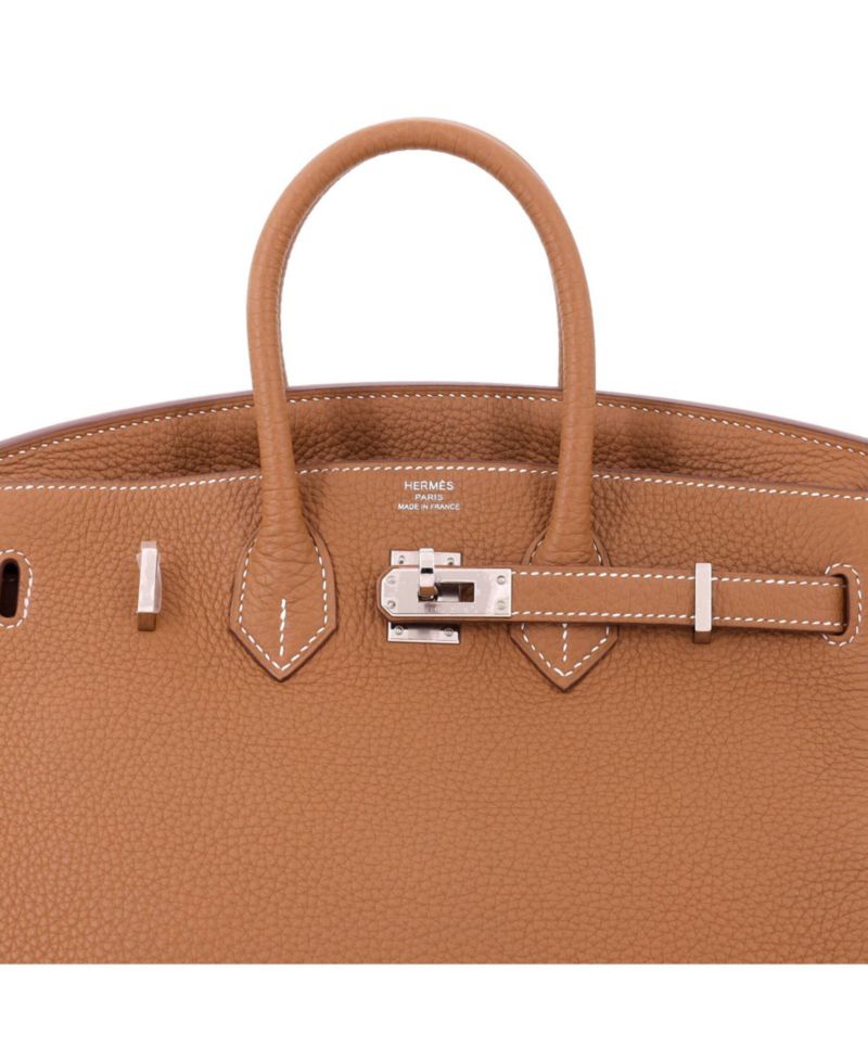Pre-Owned Hermes Birkin 25 Handbag Brown Togo with Palladium Hardware