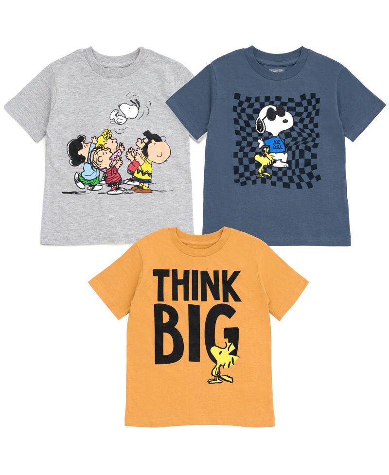 Toddler Boys Woodstock Snoopy Charlie Brown 3 Pack T-Shirts