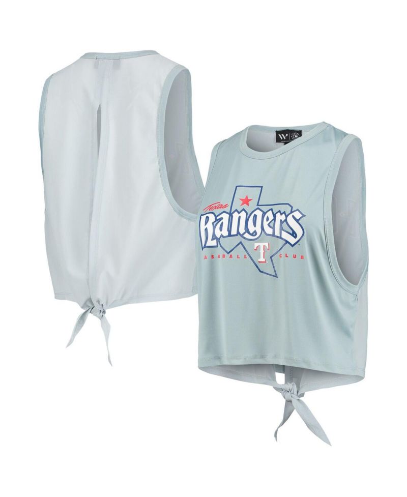 Women's Light Blue Texas Rangers Open Back Twist-Tie Tank Top