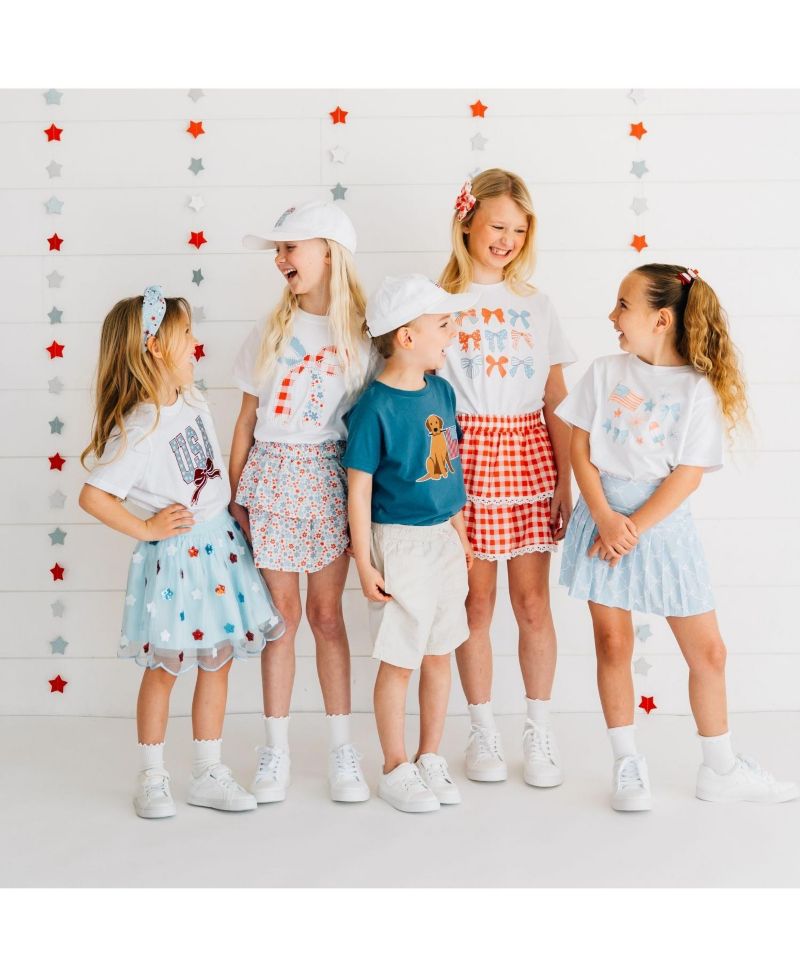 Little and Big Girls Glitter Flag Bow Clip Set