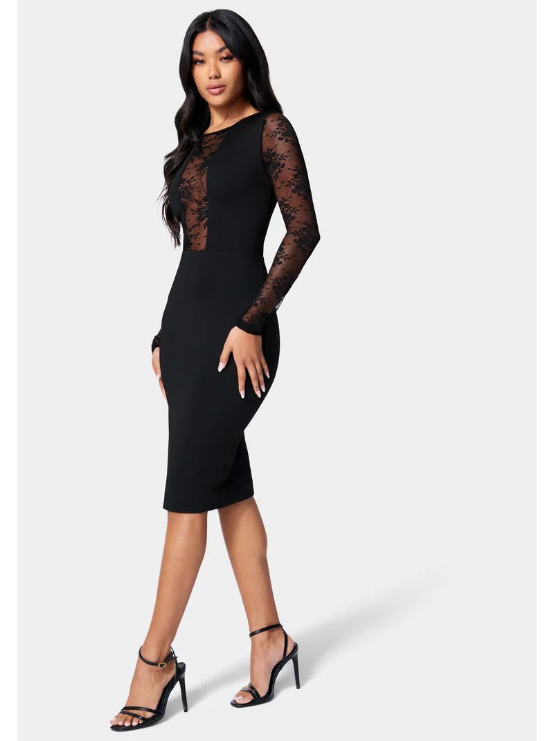 Women's Lace Inset Midi Dress