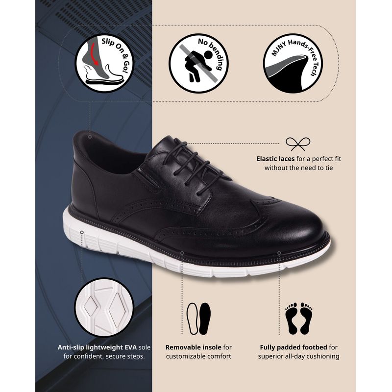 Men's Hill Street Hands-Free Slip On Technology Leather Wingtip Oxfords