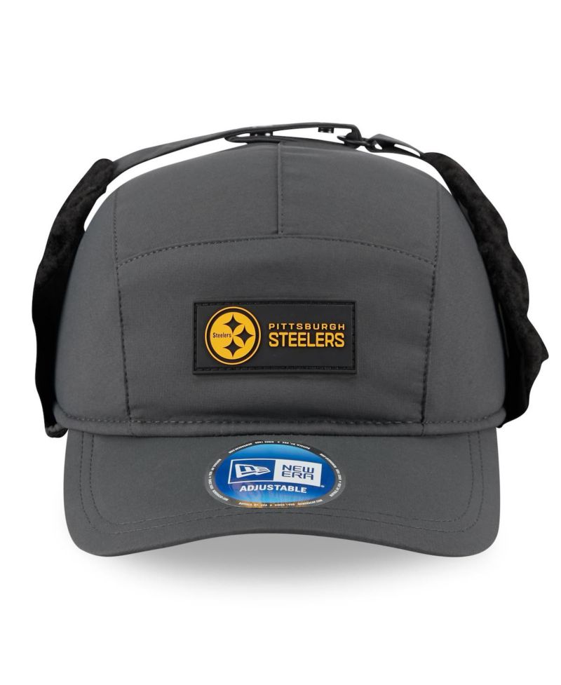 Men's Charcoal Pittsburgh Steelers 2025 Sideline Cold Weather Runner Dog Ear Adjustable Hat