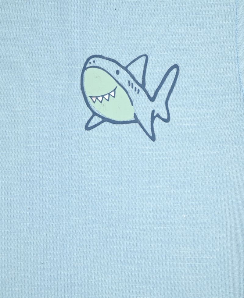 Baby and Toddler Boys 12M-5T Shark Print Crewneck Top and Pants, 3-Piece Pajama Set