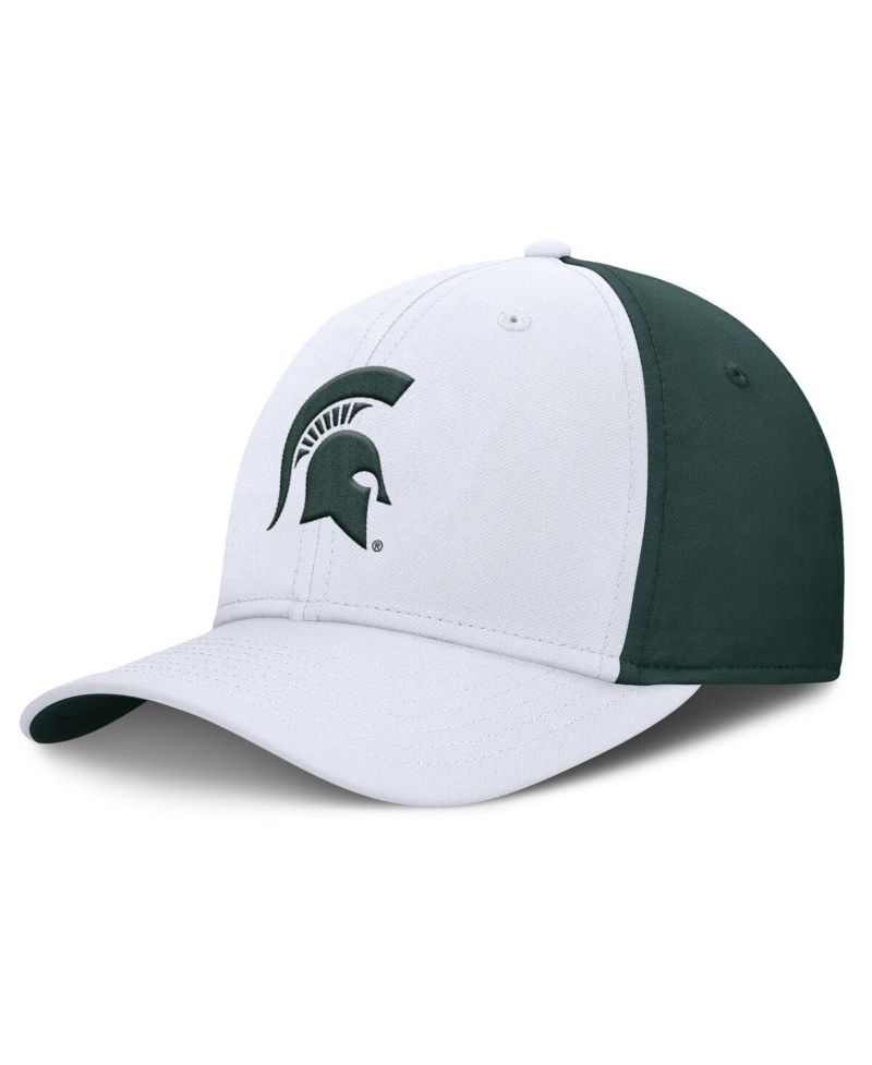 Men's White/Green Michigan State Spartans 2025 Sideline Rise Local Performance Flex Hat