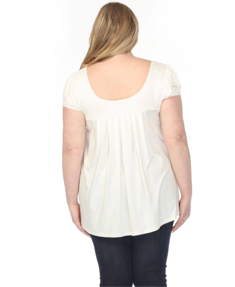 Plus Size Cap-Sleeve Pleated Top