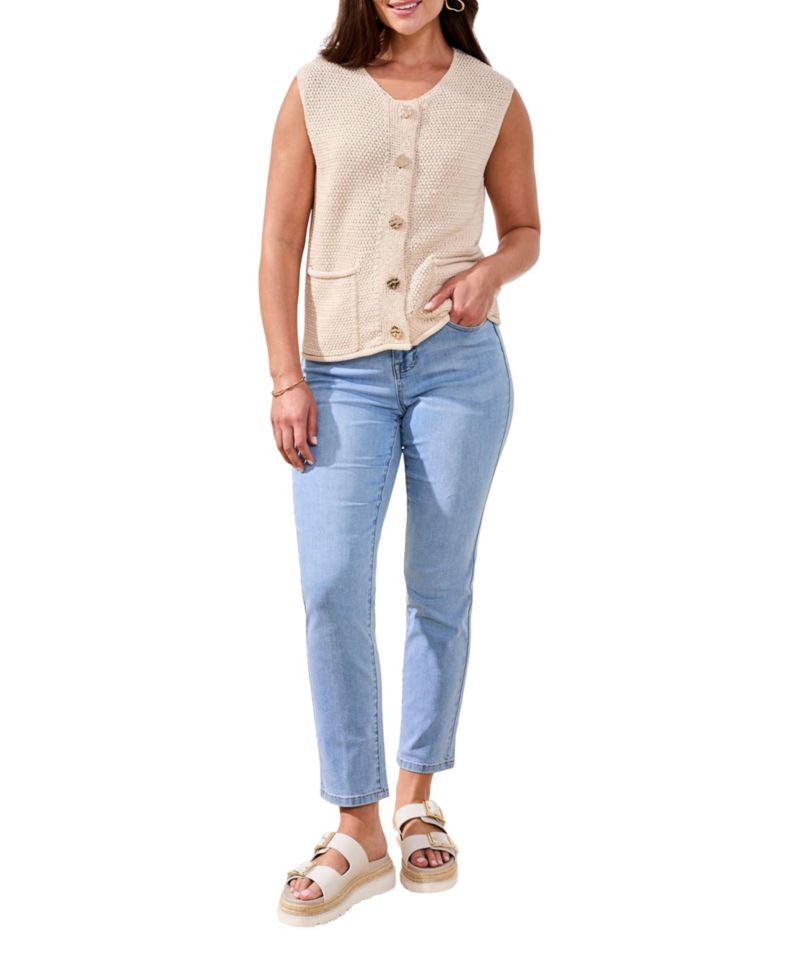 Women's Sleeveless Crew Neck Sweater Vest