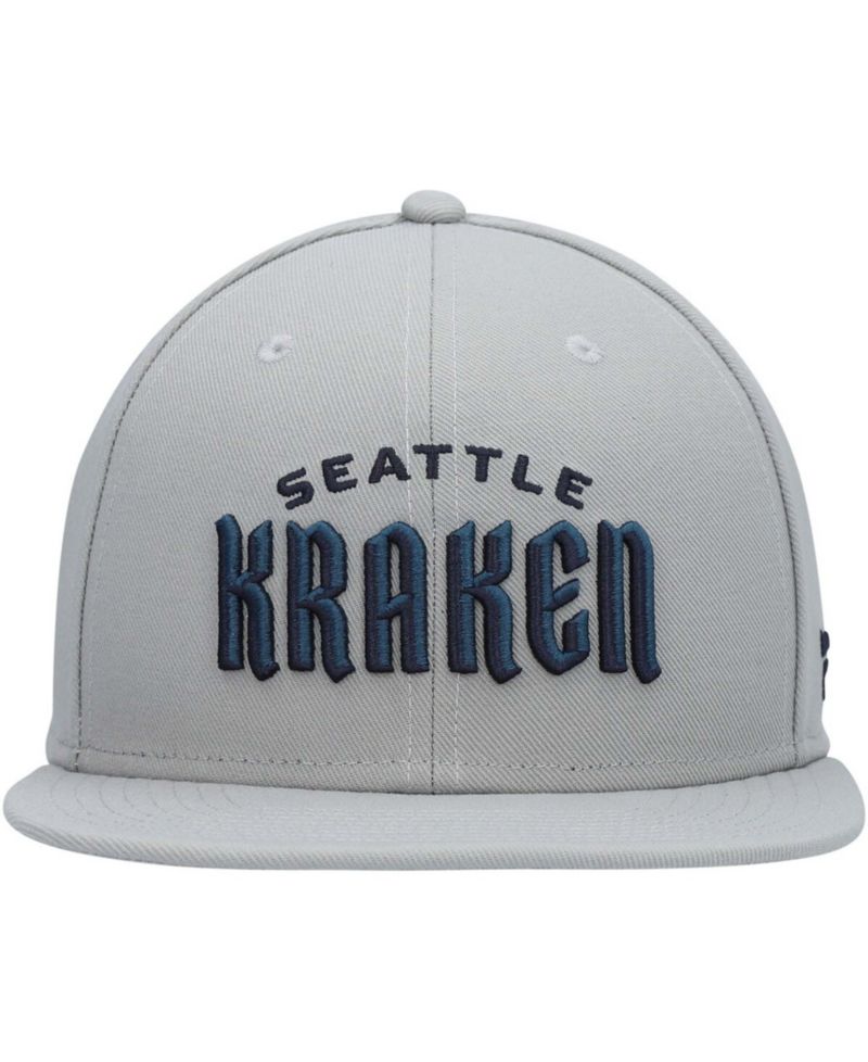 Men's Gray Seattle Kraken Wordmark Logo Snapback Hat