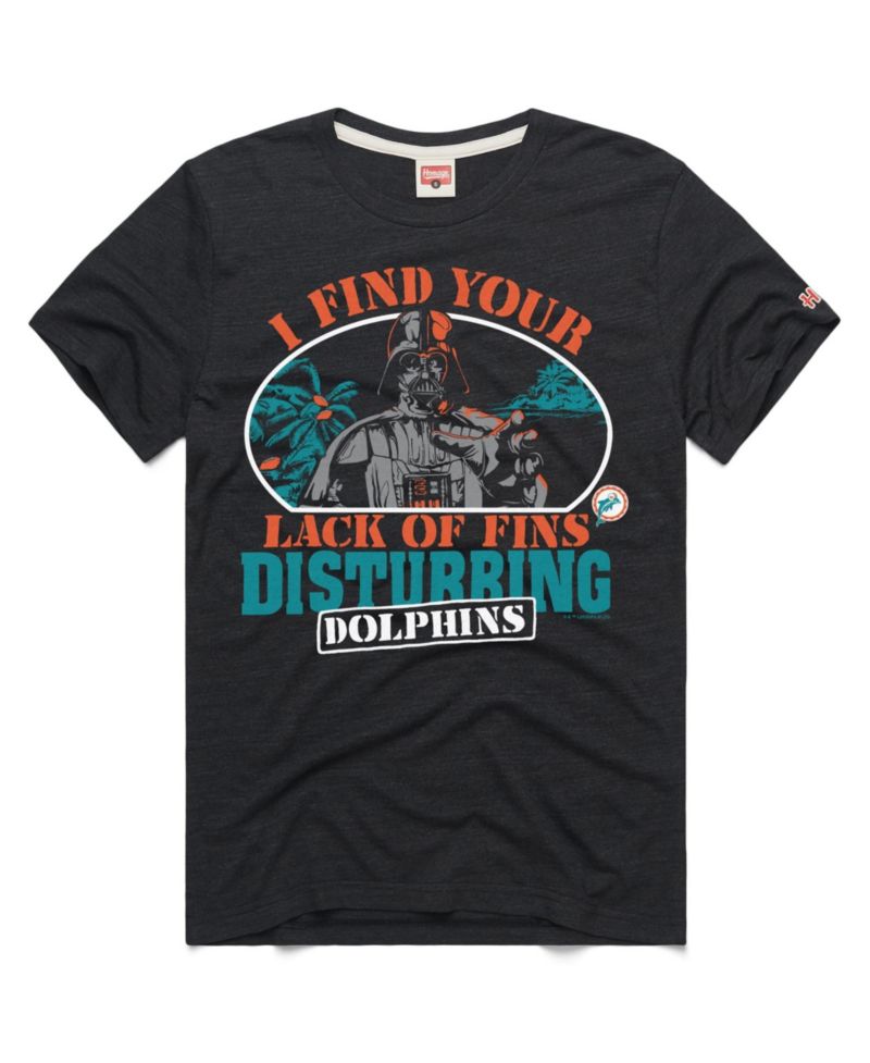 Men's and Women's Charcoal Miami Dolphins Star Wars x NFL Tri-Blend T-Shirt