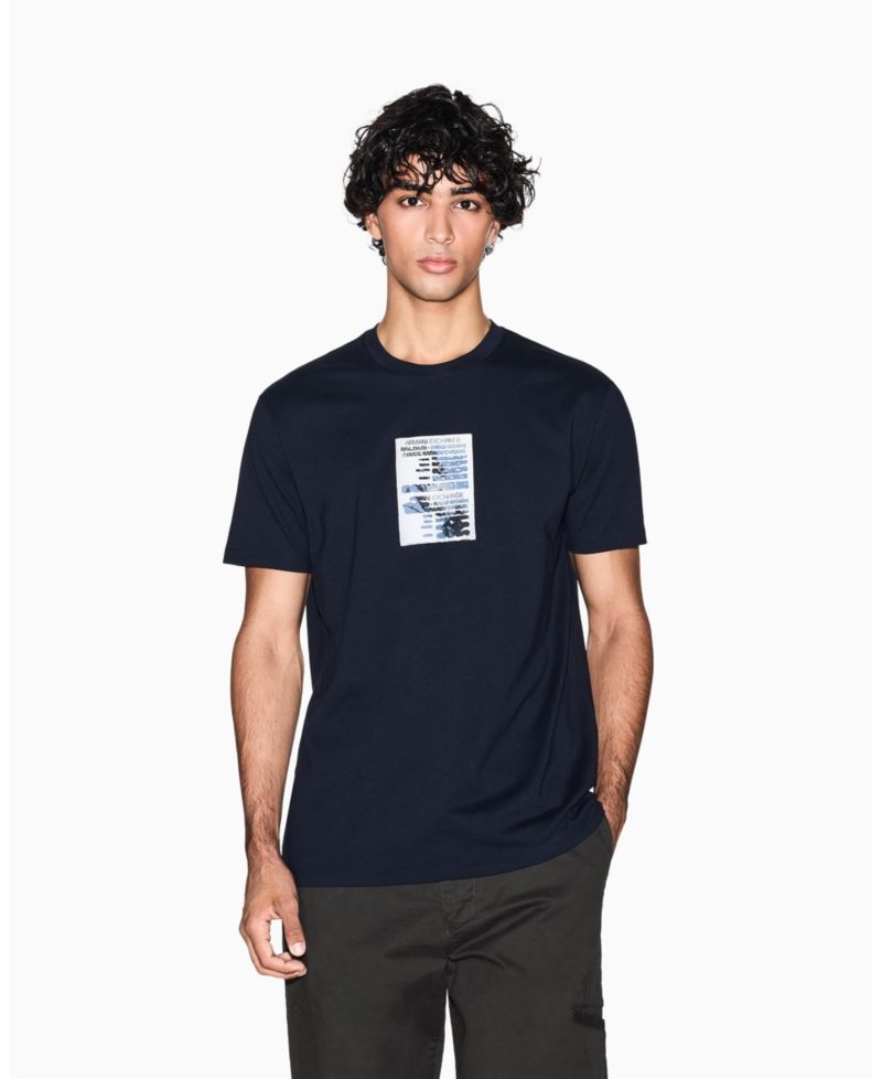 Men's Heavy Jersey Center Chest Grid Box T-Shirt