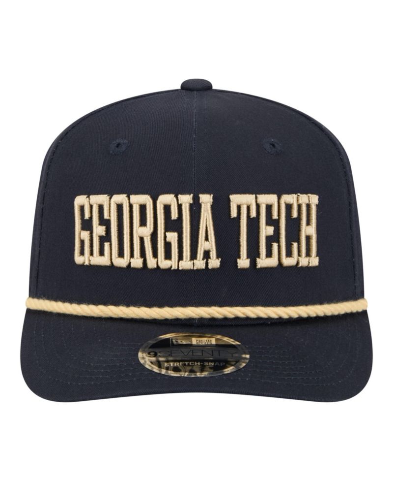Men's Navy Georgia Tech Yellow Jackets Wordmark Rope 9SEVENTY Stretch-Snap Hat