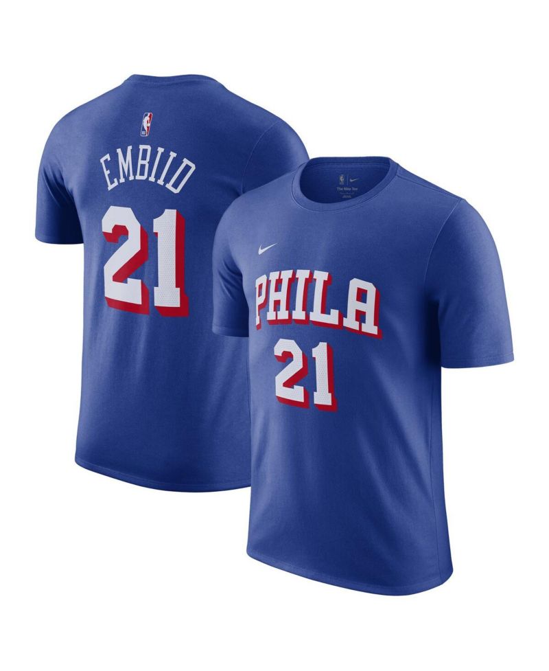 Men's Joel Embiid Royal Philadelphia 76ers Name and Number T-shirt