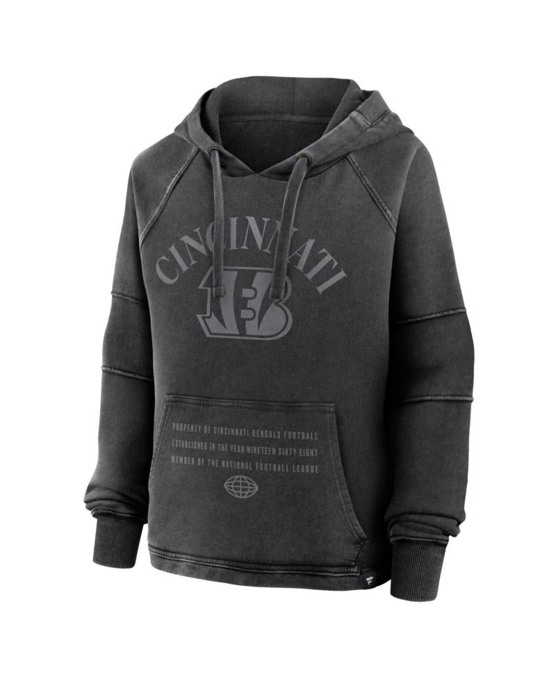 Women's Black Cincinnati Bengals Oversized Raglan Gridiron Hoodie