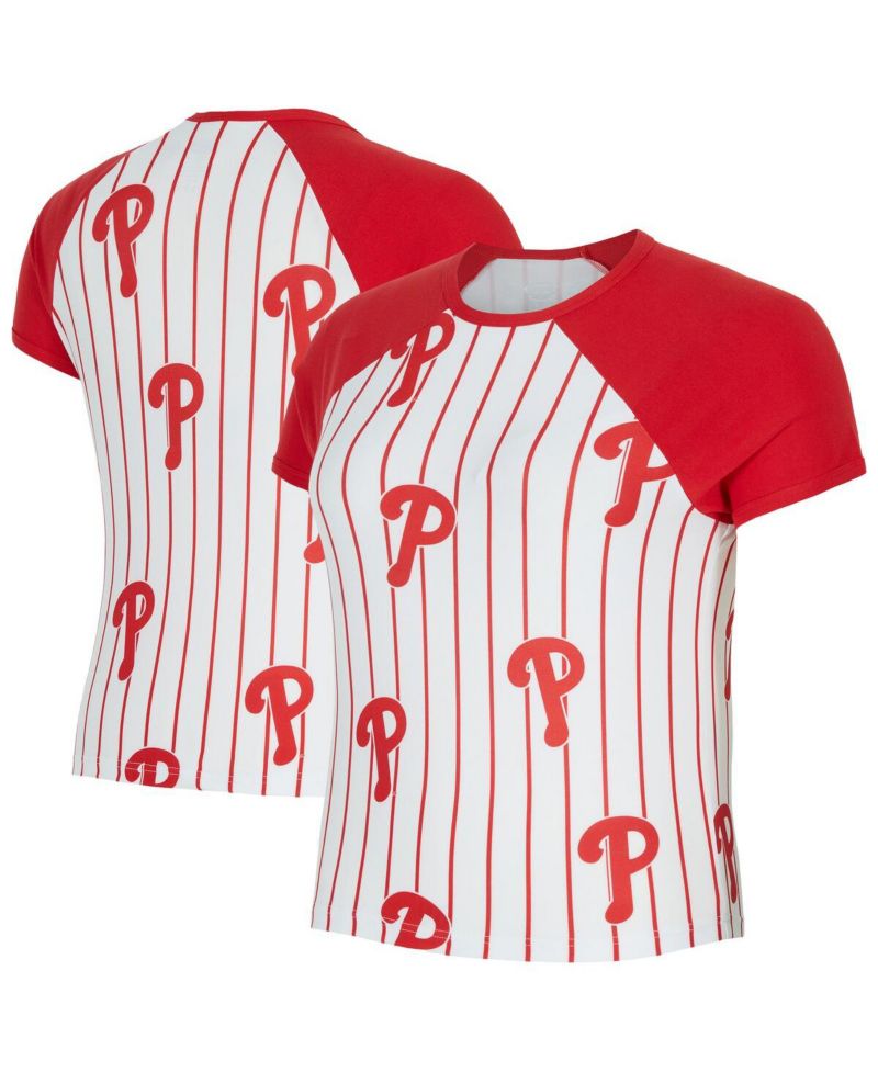 Women's White Philadelphia Phillies Outbound Pinstripe Raglan Top