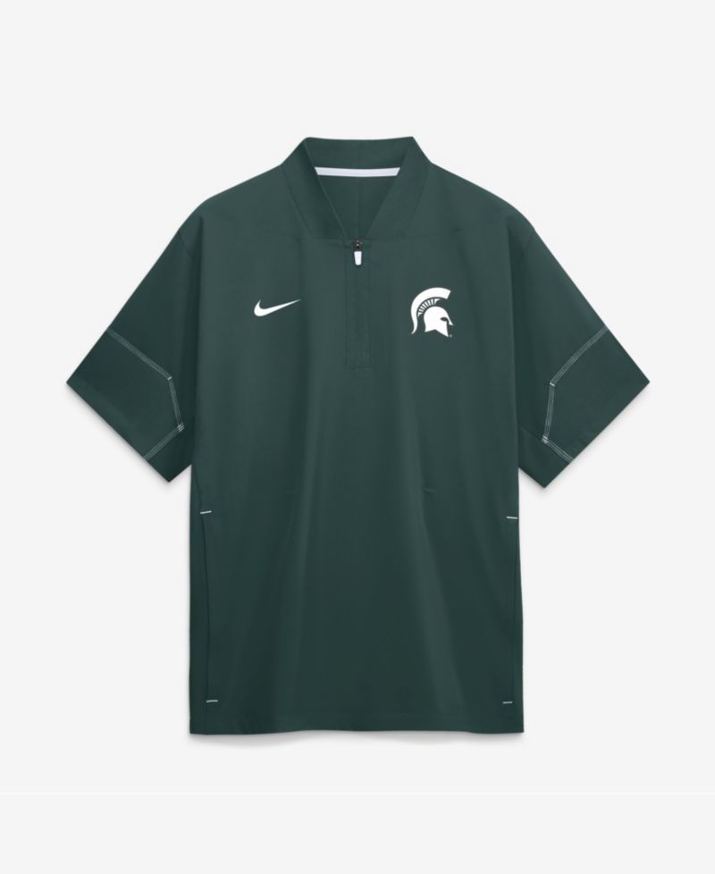 Men's Green Michigan State Spartans 2026 Sideline Short Sleeve Quarter-Zip Coaches Jacket