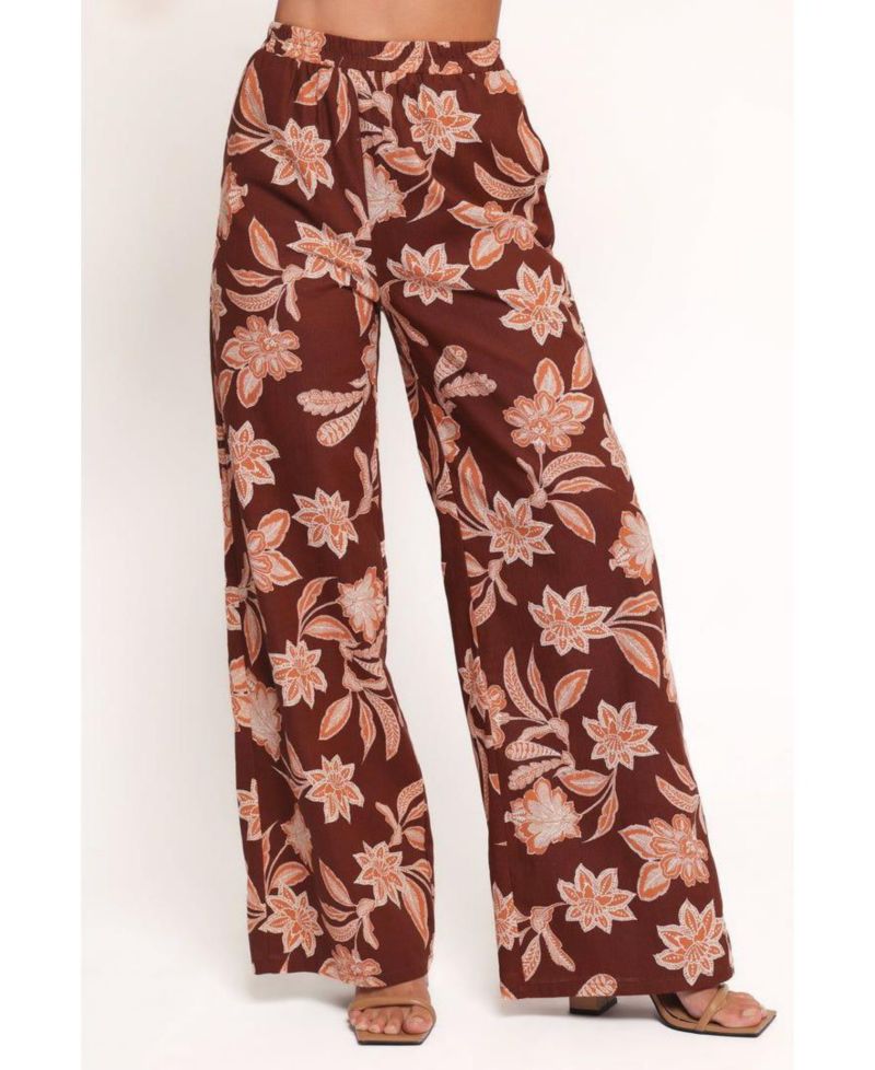 Women's Samira Wide Leg Pant - Orange Floral