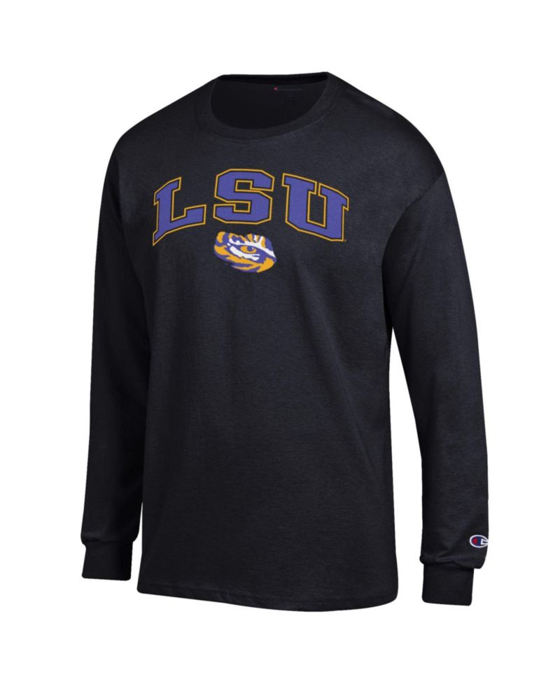 Men's Champion Heather Gray LSU Tigers Arch Over Logo Long Sleeve T-Shirt