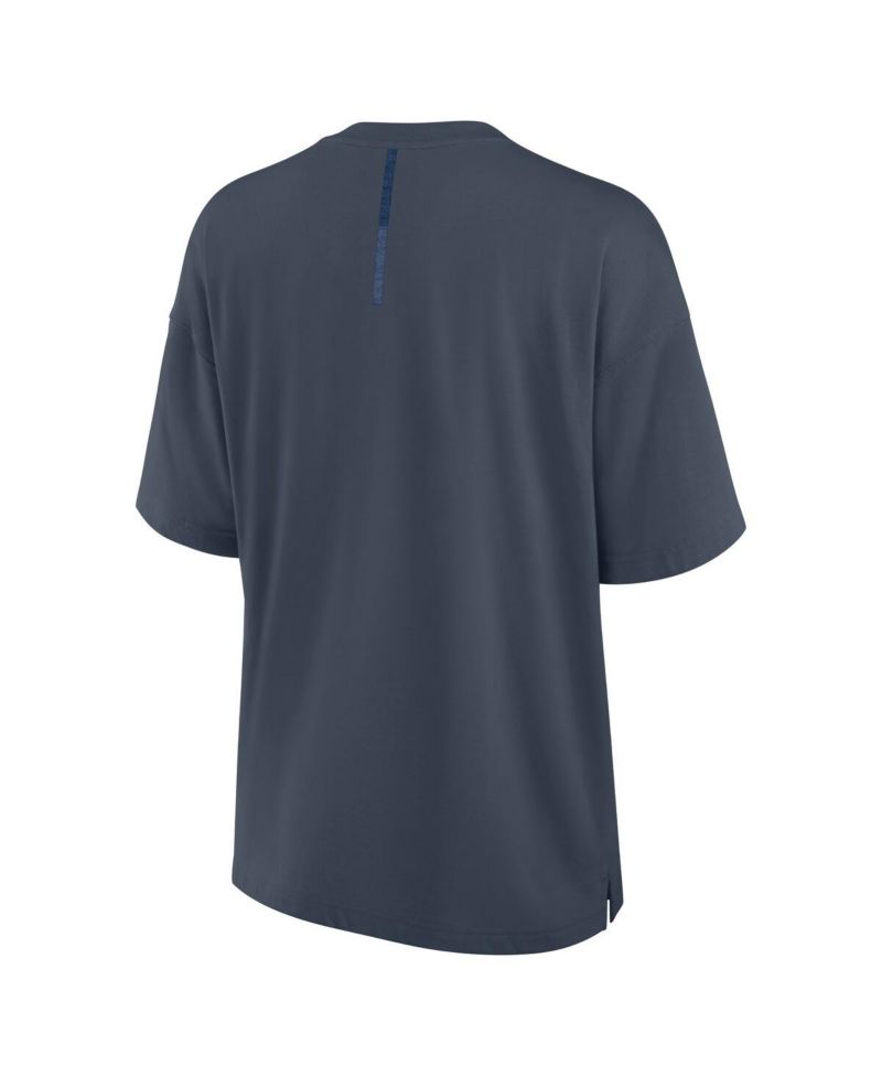 Women's Blue New York Yankees Oversized Elements Raw Edge Future Ground T-Shirt