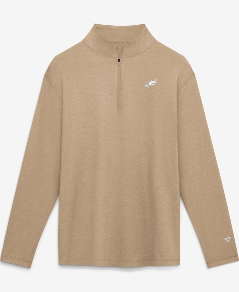 Men's Tan Philadelphia Eagles Clutch Quarter-Zip Pullover Sweatshirt