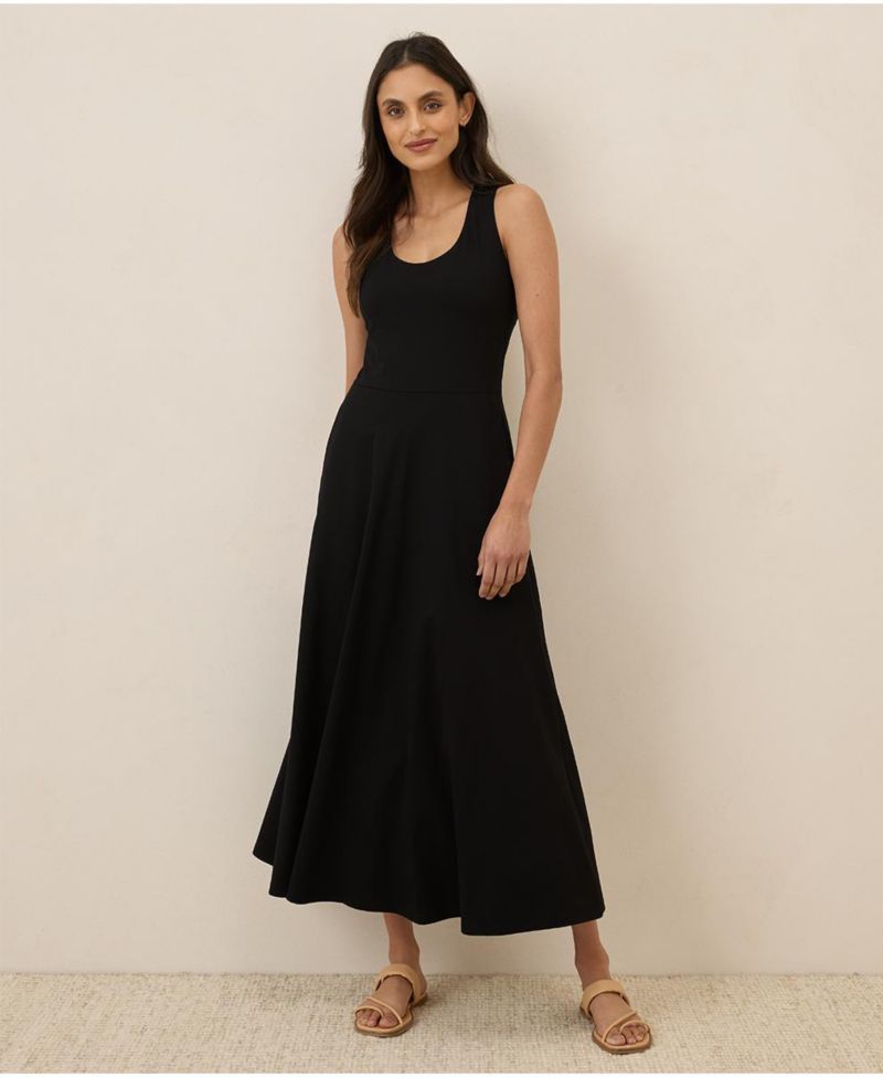 Women's Organic Cotton Fit & Flare Open Back Maxi Dress