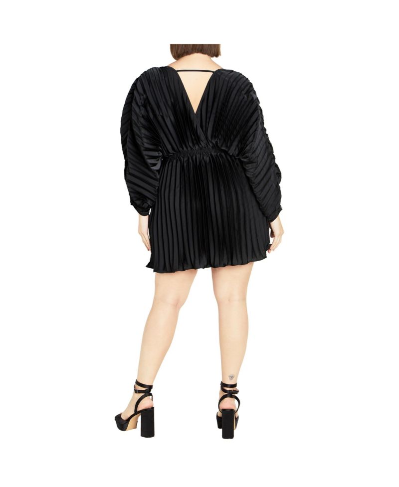 Plus Size Chloe Accordion Sleeve Pleat Dress