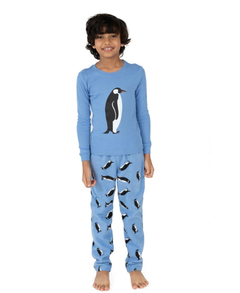 Kids Matching Family Cotton Top and Fleece Pants Holiday Pajamas (6-14)