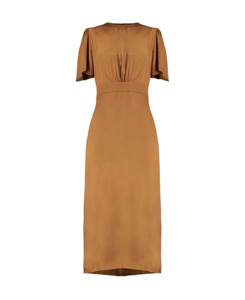 Women's Short Sleeve Satin Midi Dress