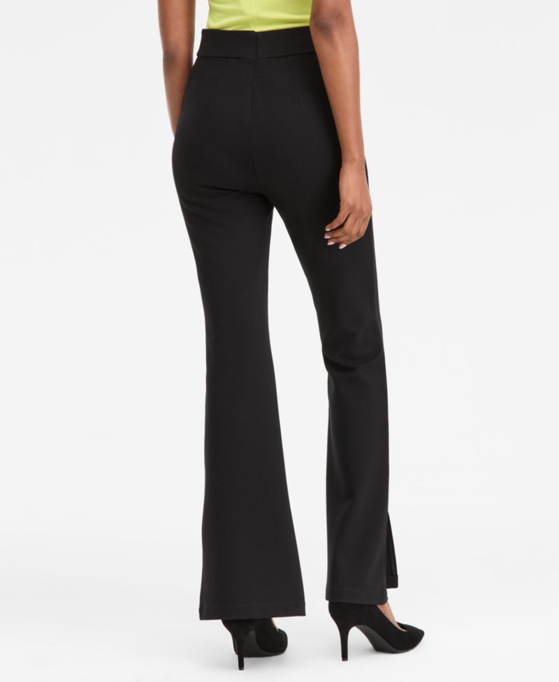 Women's Pont&eacute;-Knit Slit-Hem Flare Pants