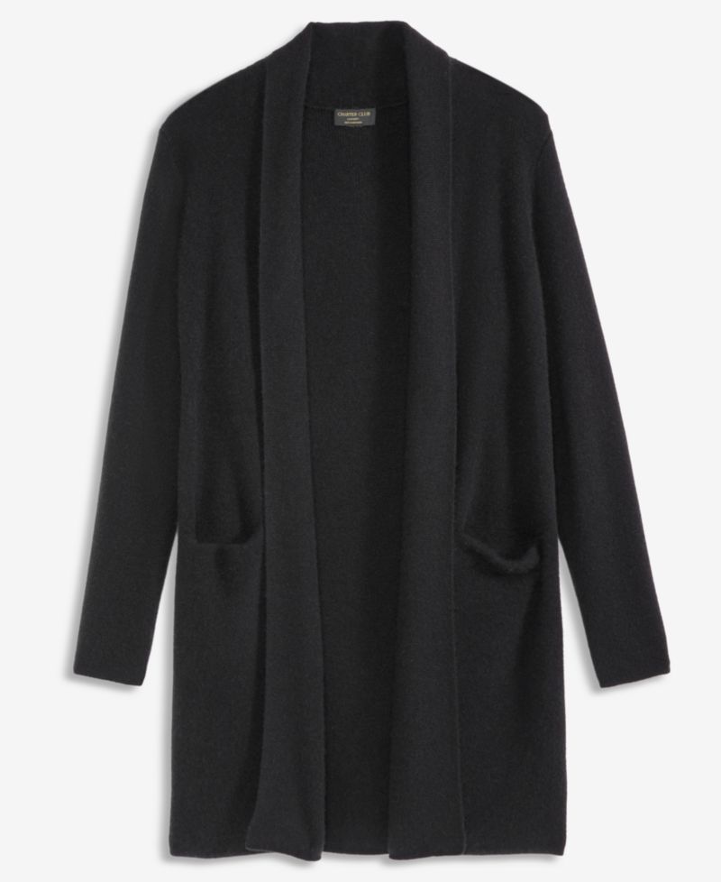 Women's 100% Cashmere Fylaway Duster Shawl-Collar Cardigan