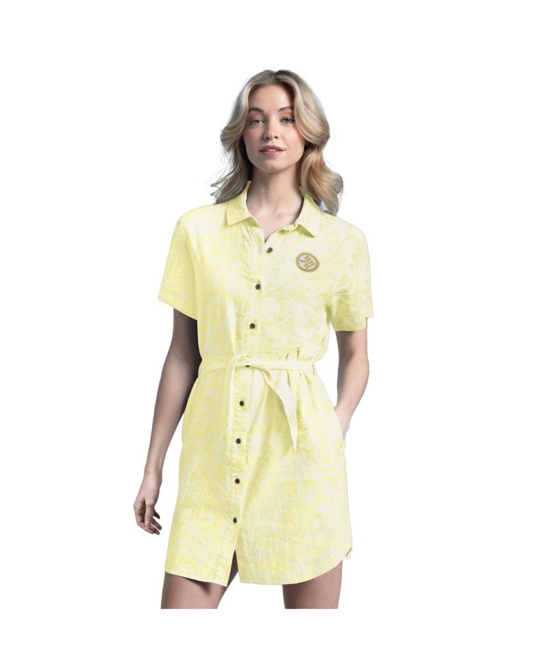 Women's Yellow Pittsburgh Steelers Palm Linen Dress