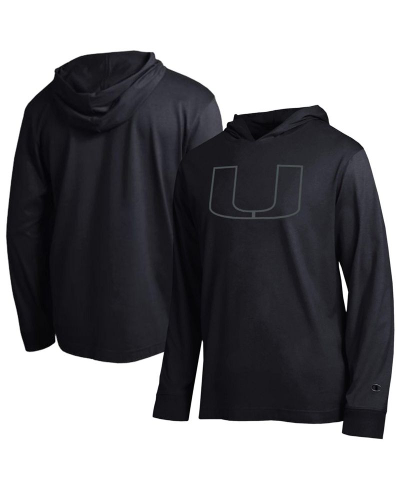 Men's Black Miami Hurricanes Tonal All-Star Long Sleeve Hooded Sweatshirt