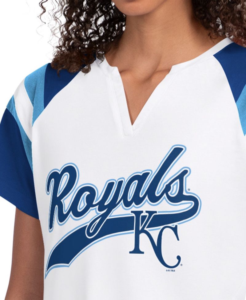 Women's White Kansas City Royals Game On Notch Neck Raglan T-Shirt