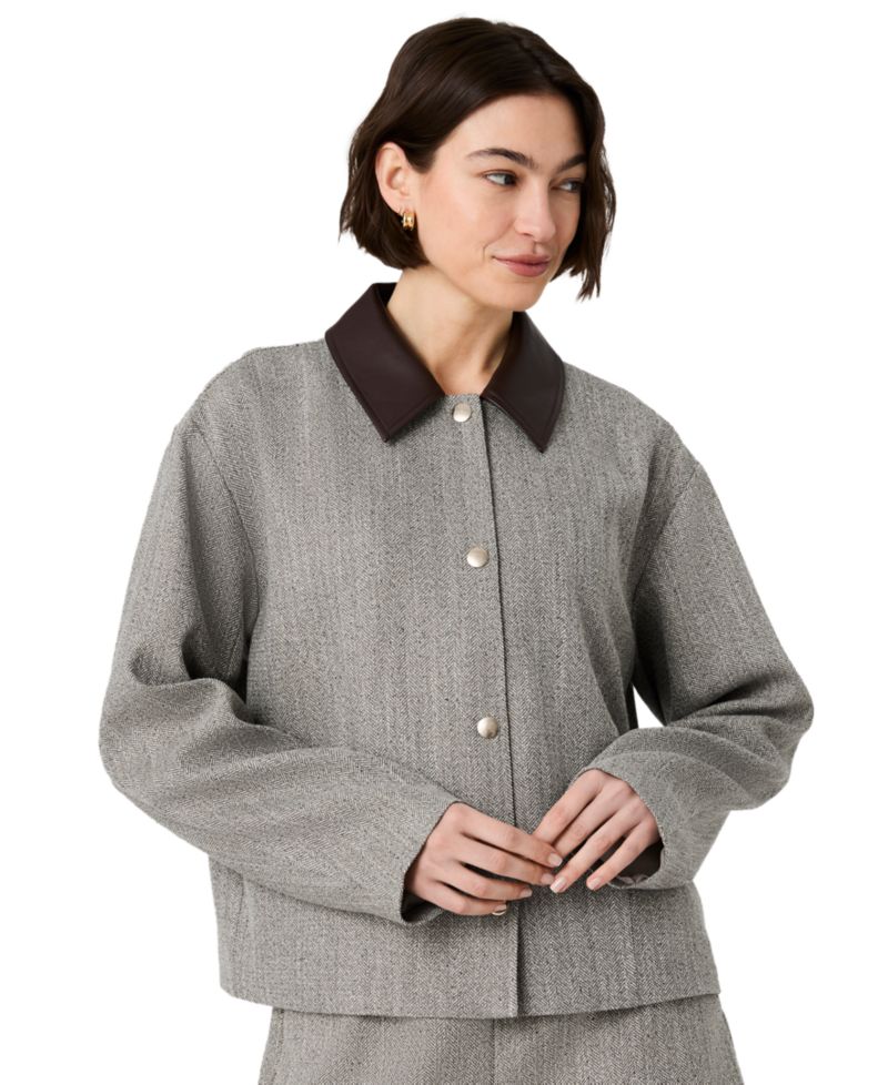 Women's Speckled Herringbone Cropped Jacket
