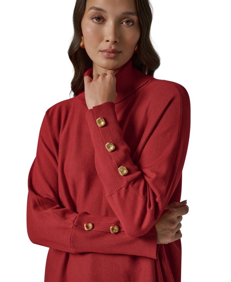 Petite Turtleneck Oversized Long-Sleeve Poncho
