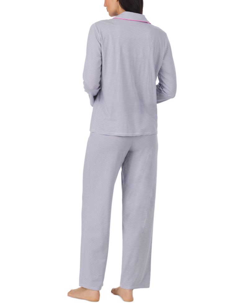 Women's Long-Sleeve Button-Front Cotton-Blend Pajama Set