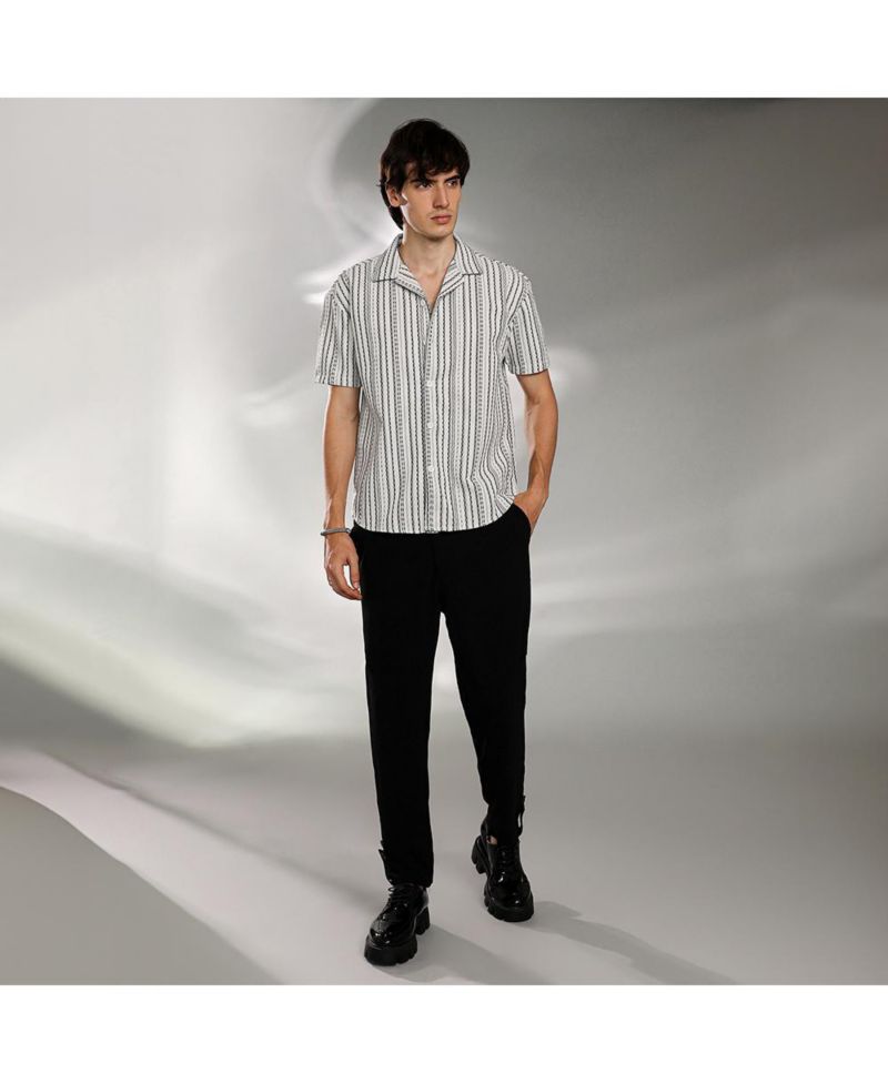 Men's Striped-Weave Oversized Shirt