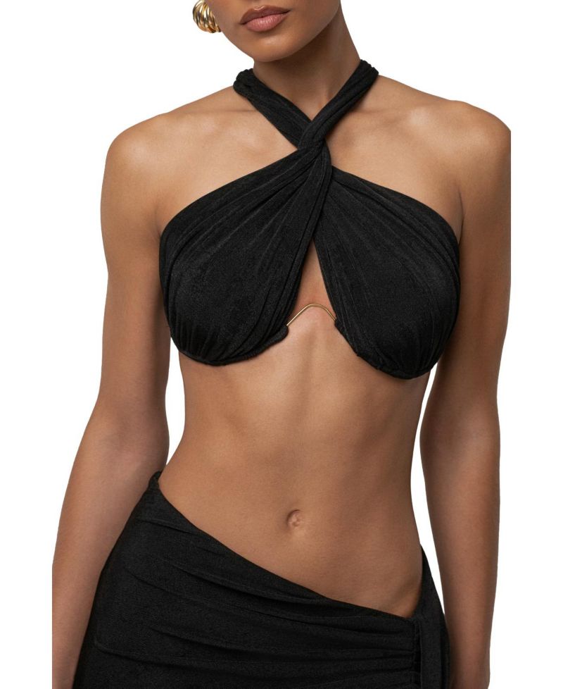 Women's City After Dark Open-Back Thigh-High Slit Halter Top and Maxi Skirt, 2-Piece Set