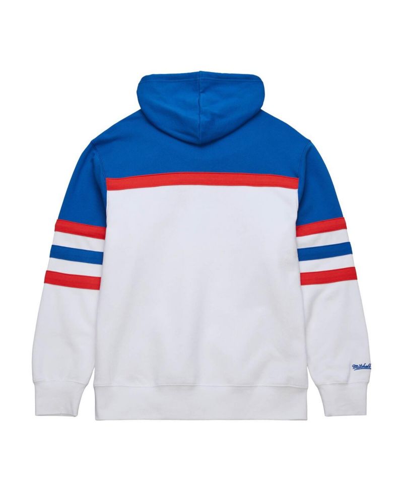 Men's White, Blue New York Rangers Head Coach Pullover Hoodie