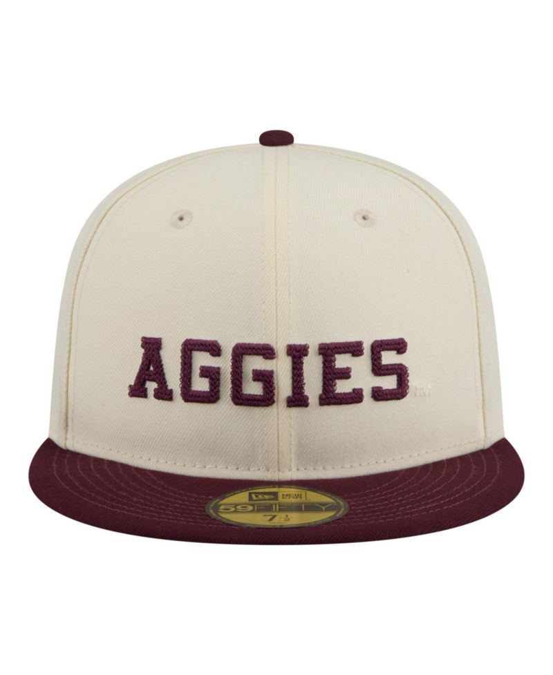 Men's Cream/Maroon Texas A&M Aggies Two-Tone Script 59FIFTY Fitted Hat