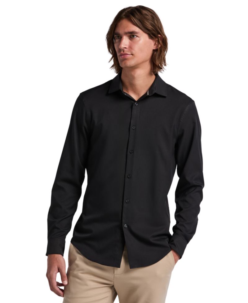 Men's Slim-Fit Stretch Solid Button-Down Twill Shirt
