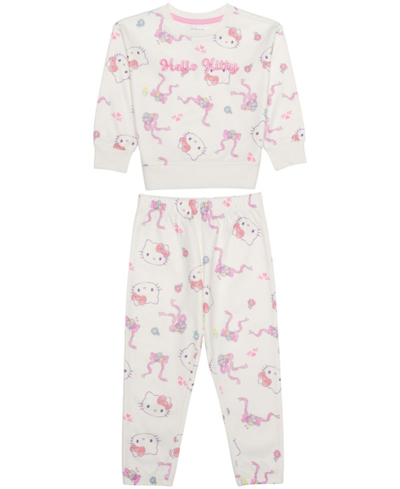 Toddler Girls' 12M-5T Hello Kitty Print Fleece Sweatshirt and Joggers, 2-Piece Set