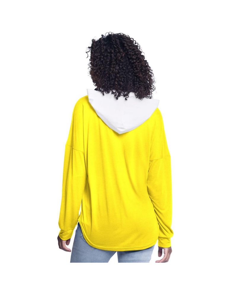Women's Gold Utah Jazz Bench Player Oversized Long Sleeve Hooded Top