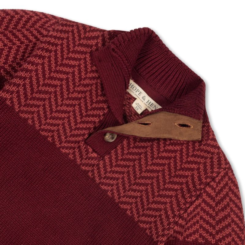 Baby Boys Hope and Henry Long Sleeve Mock Neck Button Sweater with Intarsia Yoke