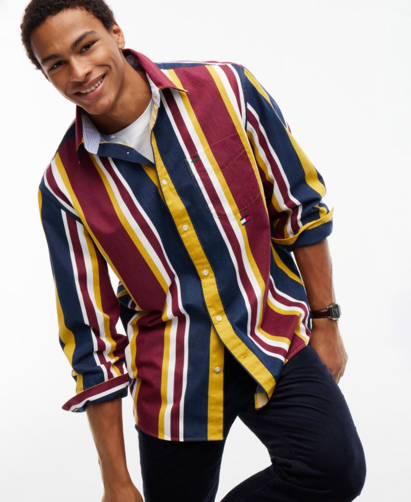 Men's American Icons Heritage Twill Striped Long-Sleeve Relaxed-Fit Shirt
