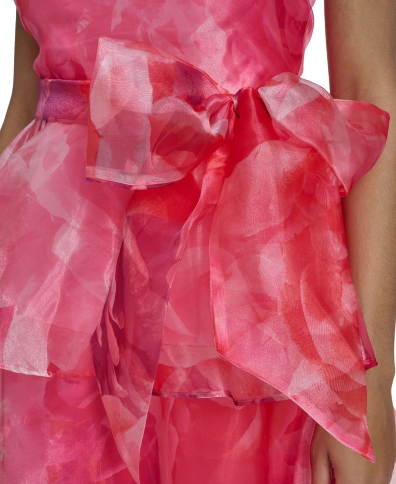Petite Organza Halter Neck Tiered Skirt Gown
