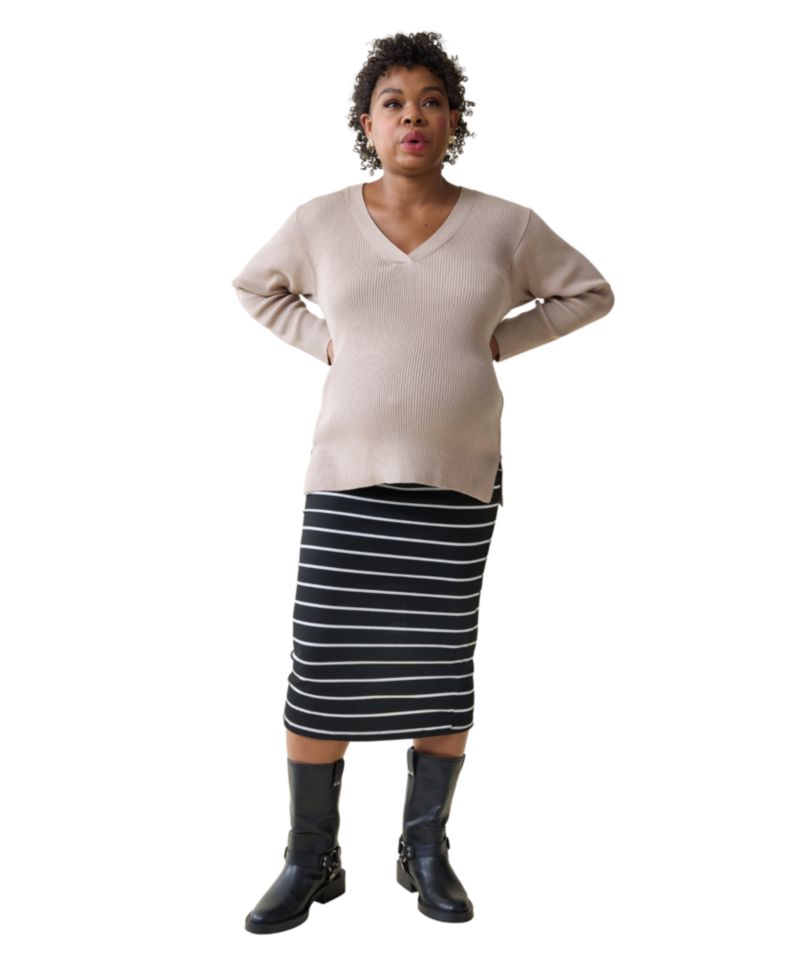 Maternity The EveryWear Nursing Ribbed-Knit Long-Sleeve Sweater